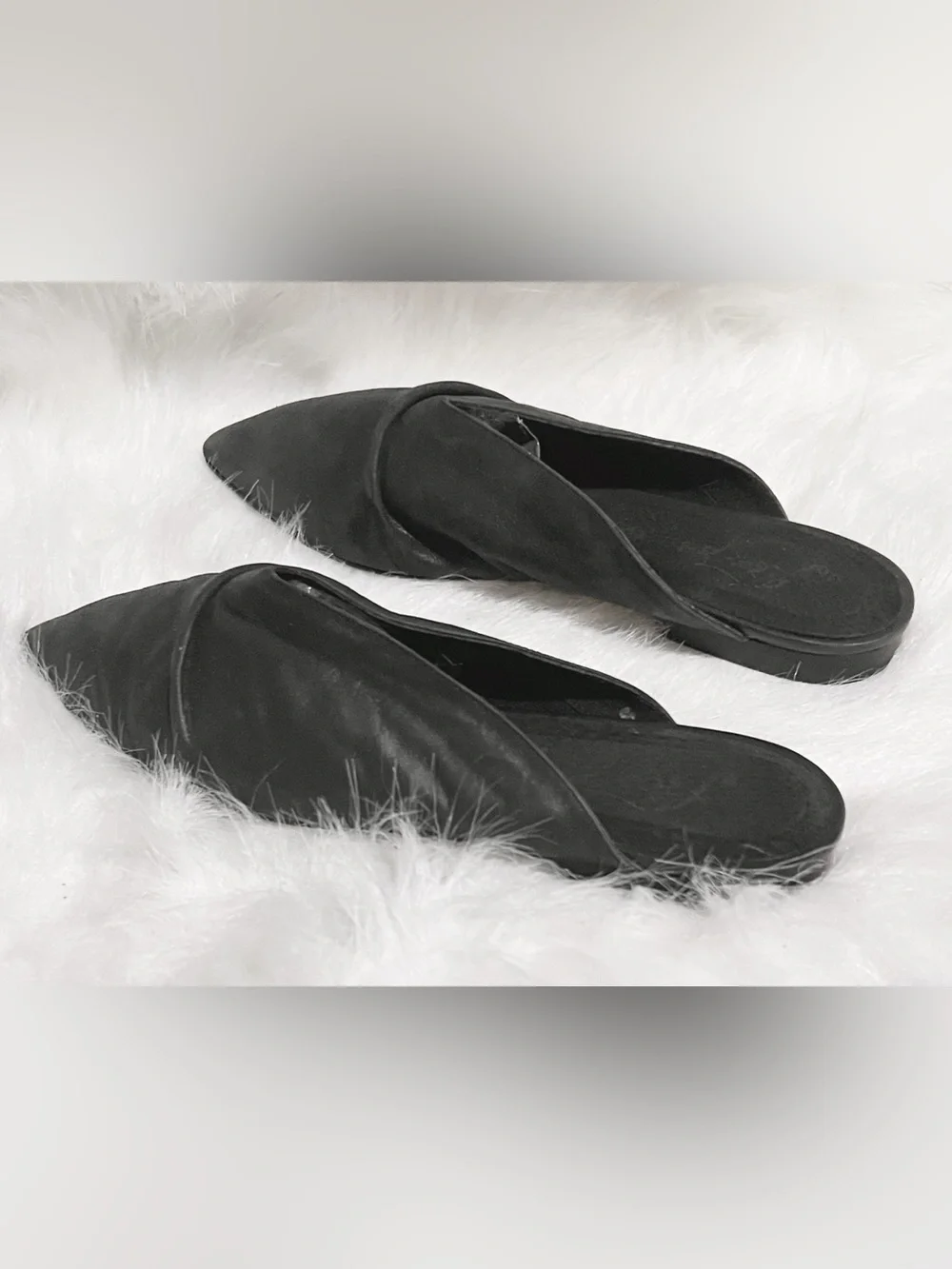 Free People Cinched Black Leather Mule Flats Size 40